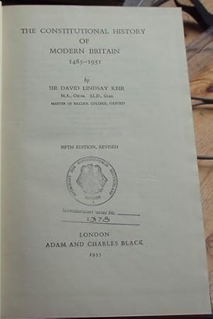 Seller image for The Constitutional History of Modern Britain. 1485-1951. for sale by Kunstantiquariat Rolf Brehmer