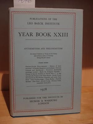 Bild des Verkufers fr Publications of the Leo Baeck Institut: Year Book XXIII. 1978: Antisemitism and Philosemitism. zum Verkauf von Kunstantiquariat Rolf Brehmer
