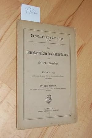 Bild des Verkufers fr Die Grundgedanken des Materialismus und die Kritik derselben. Ein Vortrag, gehalten am 13. Januar 1881 im Gemeinntzigen Verein zu Dresden. zum Verkauf von Kunstantiquariat Rolf Brehmer