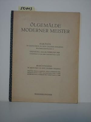 Bild des Verkufers fr lgemlde moderner Meister. Auktion in Mnchen in der Galerie Helbing. Dienstag, den 24. Februar 1920. zum Verkauf von Kunstantiquariat Rolf Brehmer