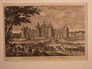 `Veue du Chateau Royal de Chambor du coté de l`Entrée`. Im Vordergrund großer Zug Berittener, daz...
