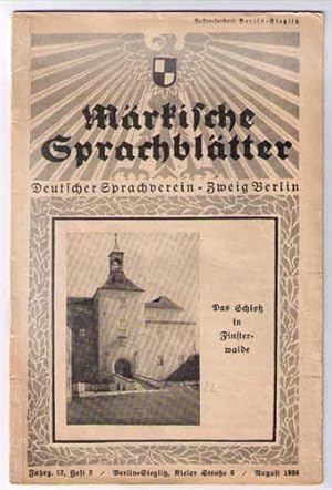 Märkische Sprachblätter. Zeitschrift des Deutschen Sprachvereins - Zweig Berlin. Jahrgang 12, Hef...