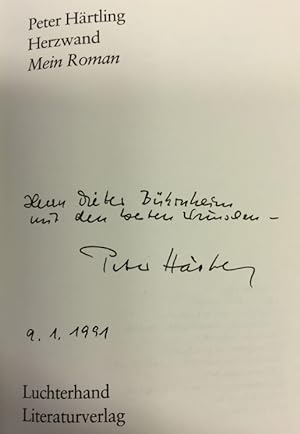Bild des Verkufers fr Herzwand- signiert, Widmungsexemplar Mein Roman. zum Verkauf von Bhrnheims Literatursalon GmbH