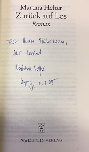 Bild des Verkufers fr Zurck auf Los.- signiert, Widmungsexemplar, Erstausgabe Roman. zum Verkauf von Bhrnheims Literatursalon GmbH