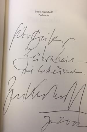 Bild des Verkufers fr Parlando.- signiert, Widmungsexemplar, Erstausgabe Roman, zum Verkauf von Bhrnheims Literatursalon GmbH