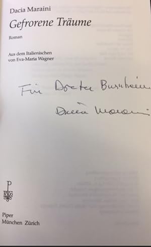 Bild des Verkufers fr Gefrorene Trume.- signiert, Widmungsexemplar, Erstausgabe Roman. zum Verkauf von Bhrnheims Literatursalon GmbH