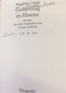 Geburtstag in Florenz.- signiert, Erstausgabe Roman.