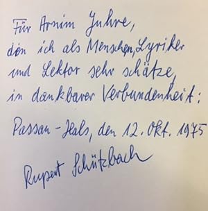 Bild des Verkufers fr Marktbericht.- signiert, Widmungsexemplar, Erstausgabe Gedichte. zum Verkauf von Bhrnheims Literatursalon GmbH