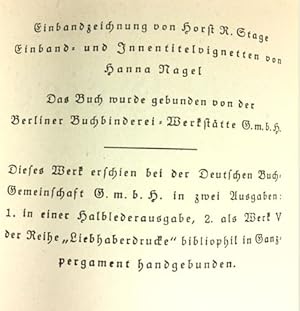 Die Geige. - Vorzugsausgabe Vier Novellen. = "Liebhaberdrucke der Deutschen Buch-Gemeinschaft", B...