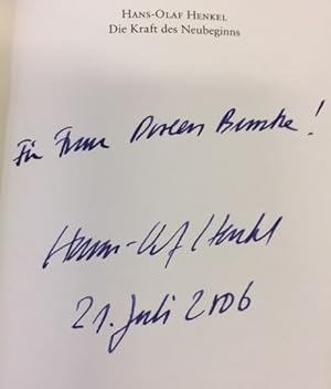 Image du vendeur pour Die Kraft des Neubeginns.- signiert, Widmungsexemplar Deutschland ist machbar., mis en vente par Bhrnheims Literatursalon GmbH
