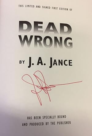 Seller image for Dead Wrong.- signiert, Erstausgabe This limited and signed First Edition has been specially bound and produced by the publisher. for sale by Bhrnheims Literatursalon GmbH