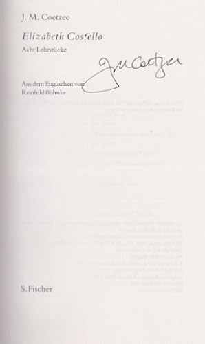 Image du vendeur pour Elizabeth Costello .- signiert, Erstausgabe Roman. mis en vente par Bhrnheims Literatursalon GmbH