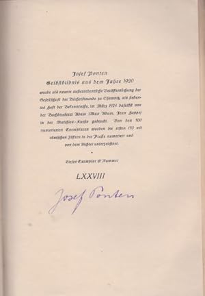 Selbstbildnis aus dem Jahre 1920. Bekentnisse. eine Schriftenfolge von Lebens- und Seelenbildern ...