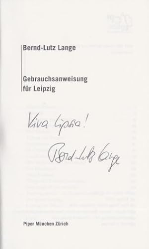 Bild des Verkufers fr Gebrauchsanweisung fr Leipzig. Piper Reihe 7560 zum Verkauf von Bhrnheims Literatursalon GmbH