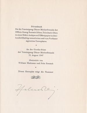 Bild des Verkufers fr Goethes Hermann und Dorothea. zum Verkauf von Bhrnheims Literatursalon GmbH