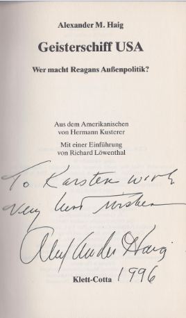 Seller image for Geisterschiff USA. - signiert, Widmungsexemplar, Erstausgabe Wer macht Reagans Aussenpolitik?. Mit einer Einfhrung von Richard Lwenthal. for sale by Bhrnheims Literatursalon GmbH