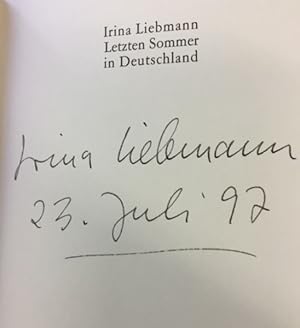 Letzten Sommer in Deutschland.- signiert, Erstausgabe Eine romantische Reise.