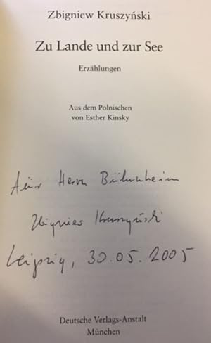 Imagen del vendedor de Zu Lande und zur See.- signiert, Widmungsexemplar, Erstausgabe Erzhlungen. a la venta por Bhrnheims Literatursalon GmbH