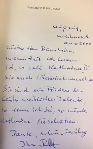 Bild des Verkufers fr Katharina II., die Groe (1729 - 1796) . - signiert, Widmungsexemplar, Erstausgabe Kaiserin des Russischen Reiches., zum Verkauf von Bhrnheims Literatursalon GmbH