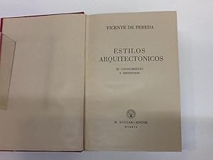 Imagen del vendedor de ESTILOS ARQUITECTONICOS VICENTE DE PEREDA a la venta por LIBRERIA ANTICUARIA SANZ