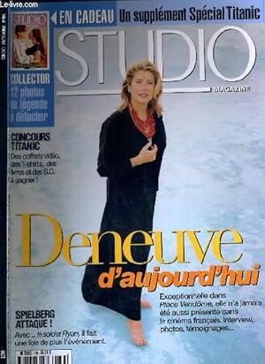 Image du vendeur pour STUDIO MAGAZINE - N 138 - OCTOBRE 1998 - CAHIER N1 - DENEUVE D'AUJOURD'HUI + CAHIER N2 AVEC PHOTO A DETACHER "SPECIAL TITANIC" - interview-fleuve, Nicole Garcia, Leos Carax, Philippe Garrel, Gabriel Achion, Deneuve de demain, Antonio Banderas. mis en vente par Le-Livre