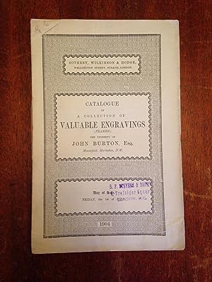 Bild des Verkufers fr Catalogue of Valuable Engravings the Property of John Burton - Auction July 1, 1904. zum Verkauf von Chris Duggan, Bookseller