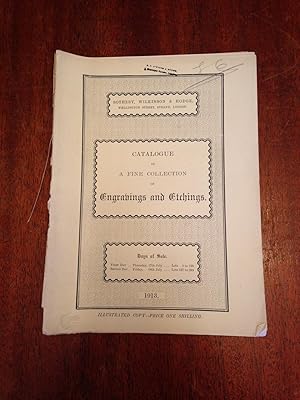 Bild des Verkufers fr Catalogue of a Fine Collection of Engravings and Etchings - Auction July 17-18, 1913. zum Verkauf von Chris Duggan, Bookseller