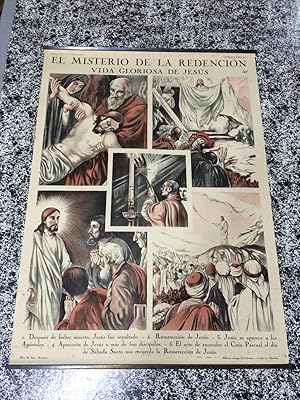 CARTEL MURAL ESCOLAR, Nº 47/48 CON ESCENAS RELIGIOSAS - LAMBERTO FONT