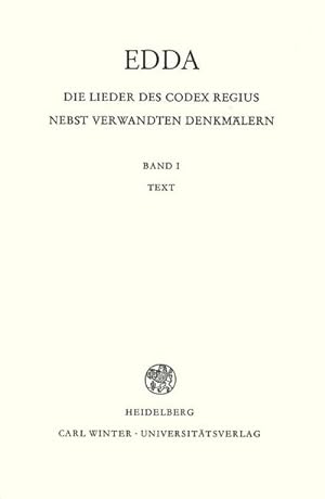 Bild des Verkufers fr Edda. Die Lieder des Codex regius nebst verwandten Denkmlern 01. Text zum Verkauf von AHA-BUCH GmbH