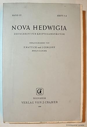 Image du vendeur pour NOVA HEDWIGIA. Zeitschrift fr Kryptogamenkunde. Band IX, Heft 1 - 4 in einem Band (komplett). mis en vente par Antiquariat Lycaste