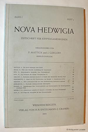 Image du vendeur pour NOVA HEDWIGIA. Zeitschrift fr Kryptogamenkunde. Band I, Heft 1. mis en vente par Antiquariat Lycaste