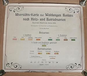 Image du vendeur pour bersichts-Karte der Waldungen Badens nach Holz- und Betriebsarten. Nach dem Stande von 1906. mis en vente par Antiquariat Lycaste