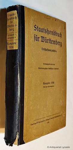 Bild des Verkufers fr Staatshandbuch fr Wrttemberg. Orschaftsverzeichnis. Ausgabe 1936. zum Verkauf von Antiquariat Lycaste