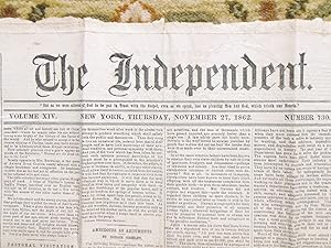 1862 CIVIL WAR NEWSPAPER "THE INDEPENDENT" BATTLE REPORTS Edited by HENRY WARD BEECHER