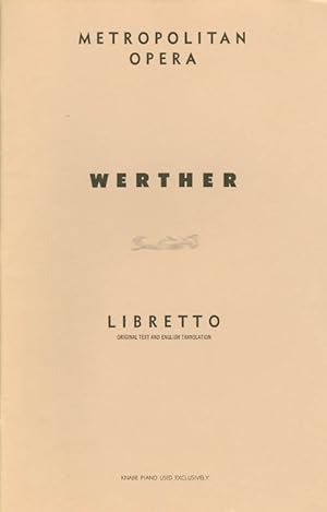 Image du vendeur pour Werther (G. Schirmer's Collection of Opera Librettos, Ed. 2859) mis en vente par The Haunted Bookshop, LLC