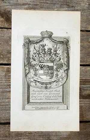 Bild des Verkufers fr Kupferstich-Wappen. Maximilian Joseph Friderich Carl von Grimaud Graf von Orsay. zum Verkauf von Antiquariat Thomas Rezek