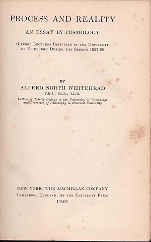Immagine del venditore per Process and reality. An essay in cosmology venduto da Eduardo Martnez Moreira