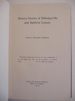 History Stories of Milledgeville and Baldwin County: Beeson, Leola Selman