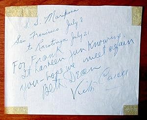 Bild des Verkufers fr Dust for the Dancers. Signed By Both Authors. zum Verkauf von Ken Jackson