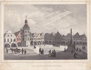 ARNAU, Ring oder Marktplatz, schöne altkolorierte Lithographie um 1840, gedruckt von F. Weiter, g...