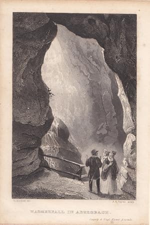 ADERSBACH, Wasserfall bei Adersbach, hochformatiger Stahlstich um 1850 von A. H. Payne nach L. Ri...