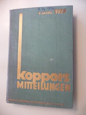 Imagen del vendedor de Koppers Mitteilungen - 8. Jahrgang 1926 und 9.Jahrgang 1927 a la venta por Gebrauchtbcherlogistik  H.J. Lauterbach