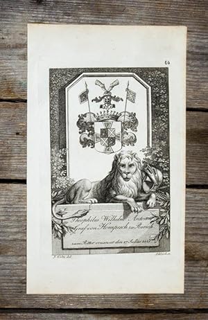 Bild des Verkufers fr Kupferstich-Wappen von Schleich nach Volz. Theophilus Wilhelm Anton Graf von Hompesch zu Rurich. zum Verkauf von Antiquariat Thomas Rezek