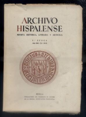 ARCHIVO HISPALENSE. REVISTA HISTÓRICA, LITERARIA Y ARTÍSTICA. 2ª ÉPOCA. AÑO 1946. TOMO VII.Nº 18-19.