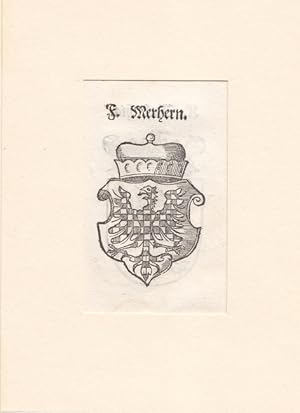 Imagen del vendedor de MHREN, bekrntes Wappen von Mhren mit beschachtem Adler, gut erhaltener, seltener Holzschnitt aus dem Jahr 1581, Blattgre: 14,5 x 9 cm, reine Bildgre ca. 10 x 6,2 cm, Tschechien, Mhren. a la venta por Carl Adler's Buch- und Graphikkabinett