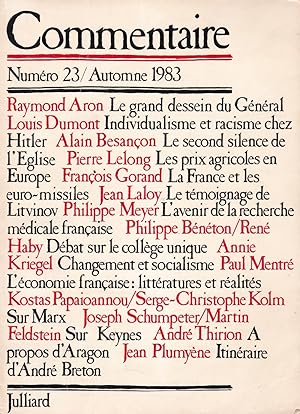 Imagen del vendedor de Commentaire - numéro 23 / Automne 1983 a la venta por Pare Yannick