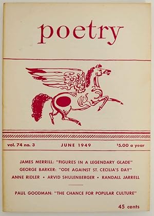 Bild des Verkufers fr Poetry: A Magazine of Verse Vol. 74 No. 3 June 1949 zum Verkauf von Jeff Hirsch Books, ABAA