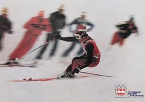 Werbeplakat Olympische Winterspiele Innsbruck 1976 - Motiv Skilauf.