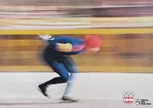 Werbeplakat Olympische Winterspiele Innsbruck 1976 - Motiv Eisschnelllauf.