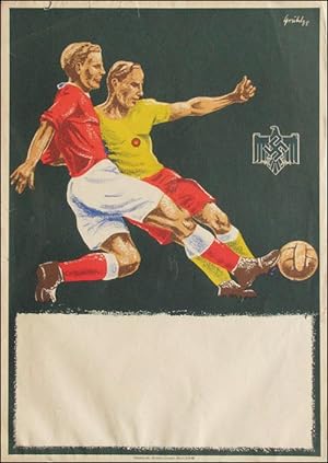 Imagen del vendedor de Blanco Ankndigungsplakat des DFB fr Fuballspiele ca. 1938, 59x43 cm a la venta por AGON SportsWorld GmbH
